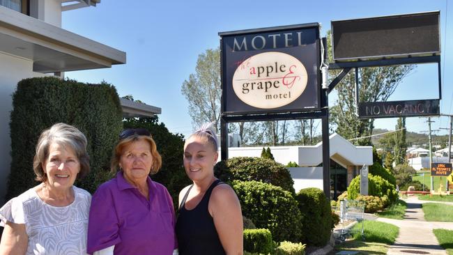 BOOKINGS GALORE: Apple and Grape Motel owner Helen Ward (left) said it’s been months since the motel had been booked out every weekend.