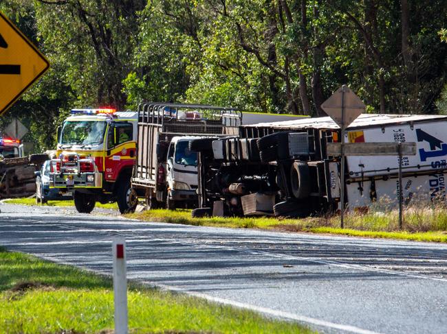 Driver airlifted, two hospitalised after horror car and truck collision