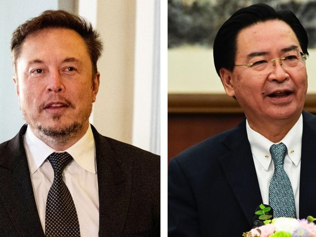 Joseph Wu, Taiwan’s foreign minister, right, told Musk: “Listen up, Taiwan is not part of the PRC!” RON SACHS/CNP/MEGA, SAM YEH/AFP/GETTY