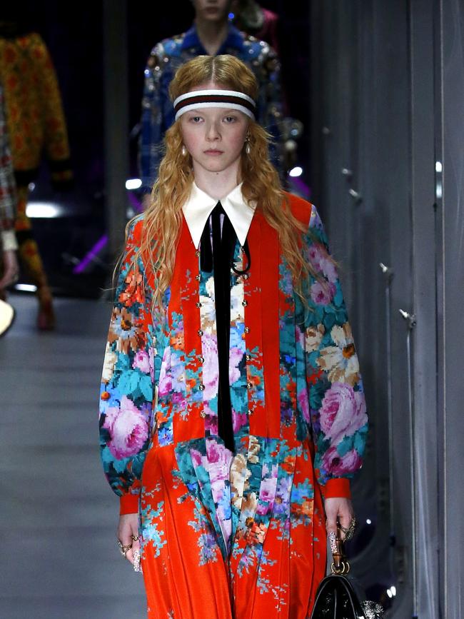 Lily Nova walks the runway for Gucci. Picture: Estrop/Getty Images