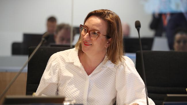 Action in the Gold Coast City Council Chambers for Council budget day 2022. Cr Brooke Patterson and Ryan Bayldon-Lumsden. Picture Glenn Hampson