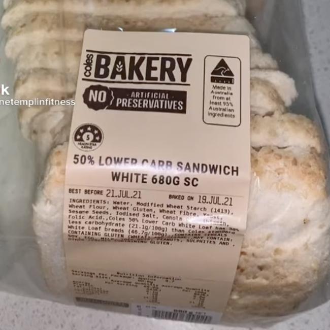 New Coles bread goes viral on TikTok. Picture: TikTok/@jasminetemplinfitness