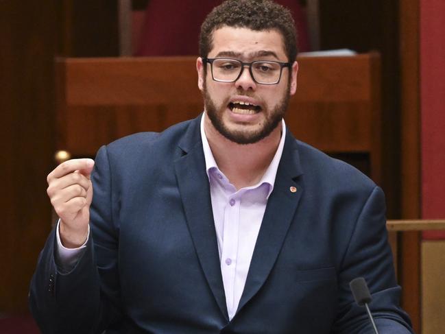 Senator Jordon Steele-John in the Senate at Parliament House in Canberra. Picture: NewsWire / Martin Ollman