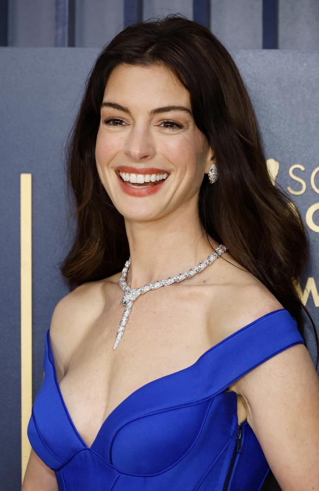 Into the blue! On the red carpet, earlier that night. Picture: Getty Images