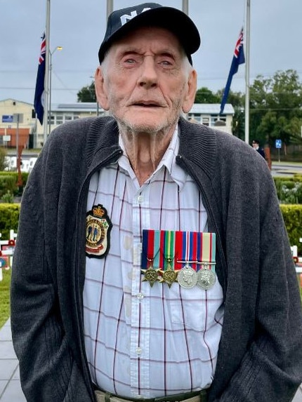 Logan's youngest living World War II veteran Jack Ruxton on Anzac Day 2022.