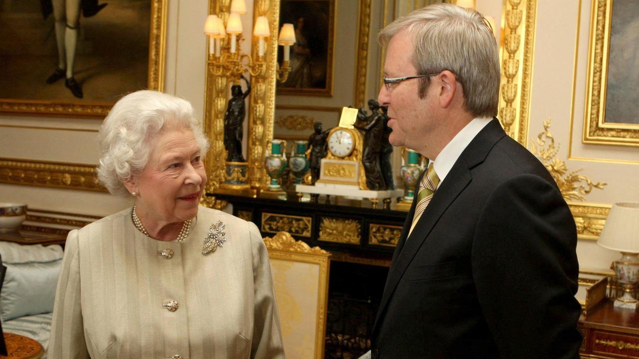 Former PM Kevin Rudd shared a story about the Queen and her corgis. Picture: Steve Parsons / POOL / AFP