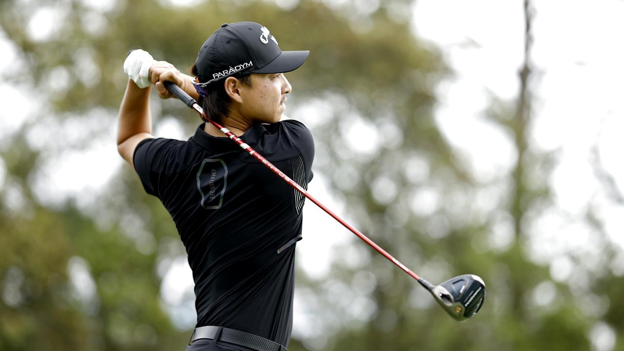 PONTE VEDRA BEACH, FLORIDA - MARCH 09: Min Woo Lee of Australia plays his shot from the 16th tee during the first round of THE PLAYERS Championship on THE PLAYERS Stadium Course at TPC Sawgrass on March 09, 2023 in Ponte Vedra Beach, Florida. (Photo by Jared C. Tilton/Getty Images)