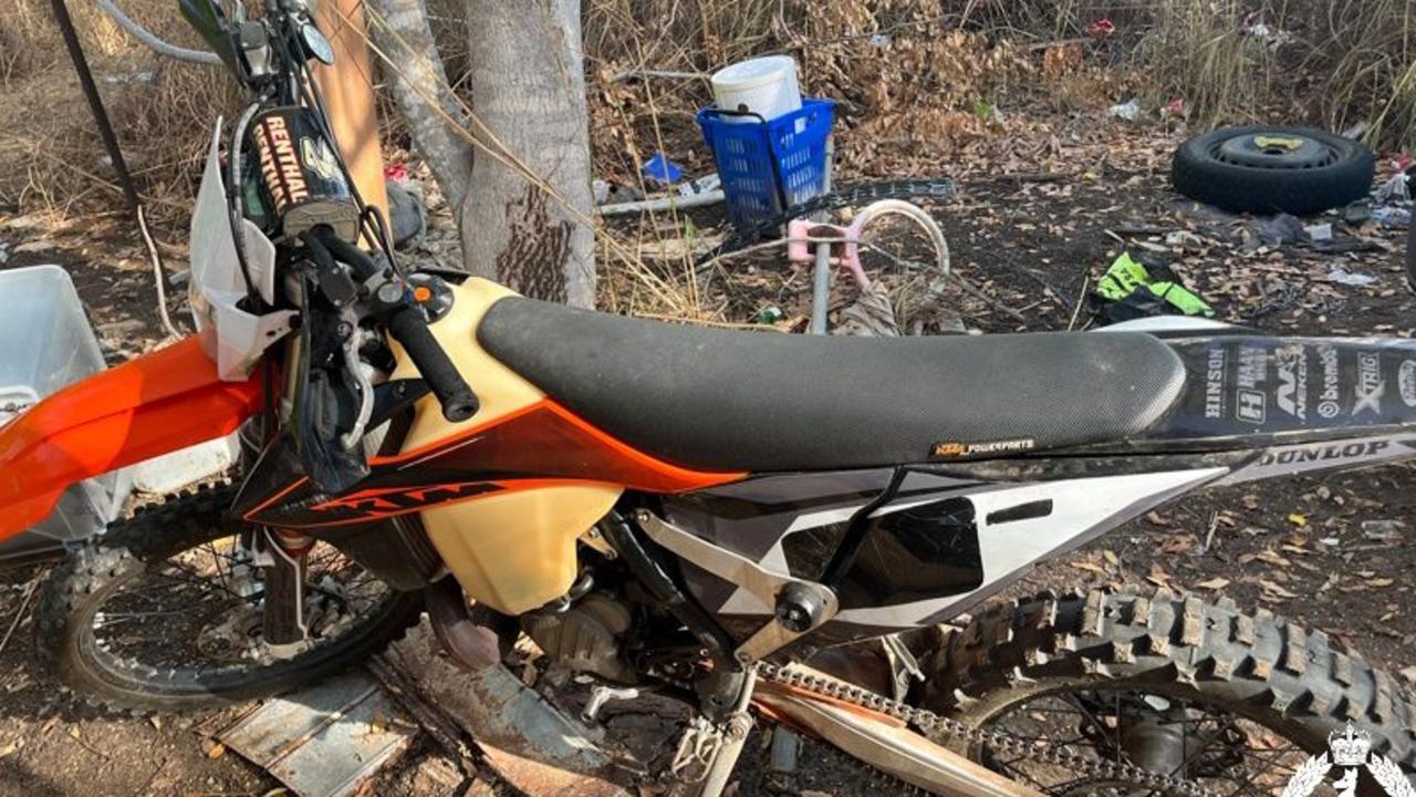 NT Police recovered multiple motorbikes at a property in Darwin River. Picure: NTPFES