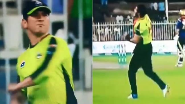 Yasir Shah looks furious after Sohail Khan almost hit him with a throw.