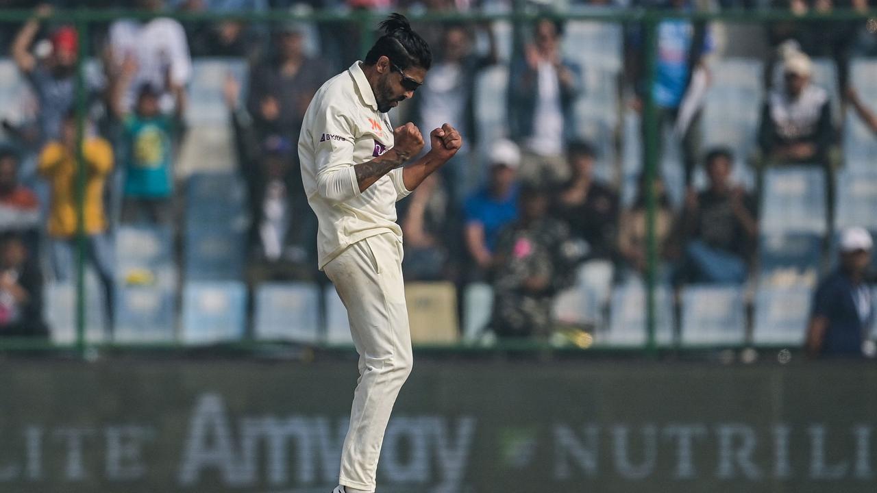 Jadeja took seven wickets for the home team. (Photo by Money SHARMA / AFP) /