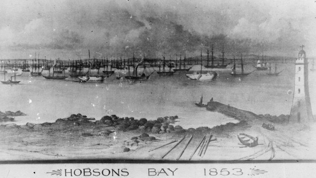 The Hobson’s area, a busy shipping lane, was also host to prison hulks in the 1850s. Picture: State Library of Victoria