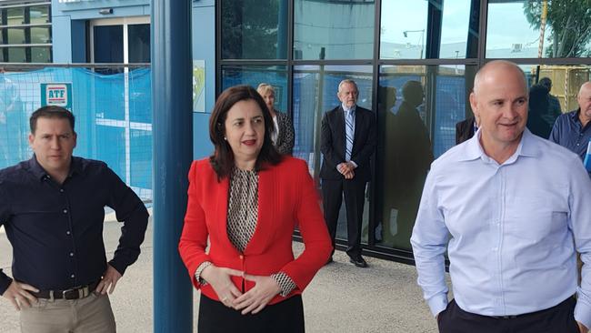 The Queensland Premier Annastacia Palaszczuk at the new $42 million Gladstone Hospital emergency department with Gladstone Regional Council Mayor Matt Burnett and Regional Development and Manufacturing Minister, Gladstone MP Glenn Butcher.