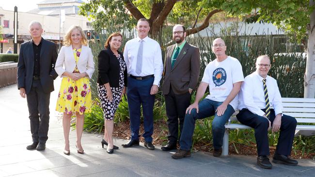 Lindsay Election candidates independent, Mark Tyndall, Liberal, Mellissa Mclintosh, Labor, Diane Beamer, United Australia, Christopher Buttel, Sustainable Australia, Geoff Brown, Australia First, Jim Saleam and Greens, Nick Best. Picture: Angelo Velardo