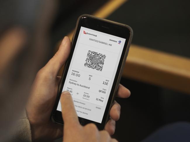 Qantas Group will move to a digital system, ditching paper boarding passes entirely. Picture: Andreas Smetana 