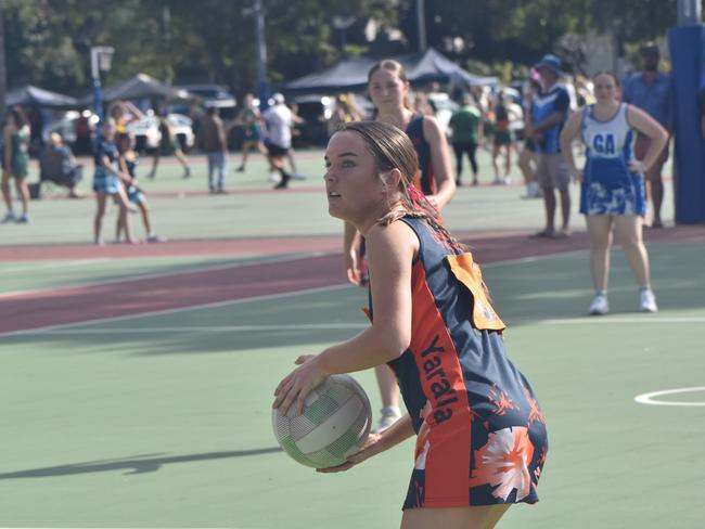 Action from Rockhampton Netball's annual Sullivan's Carnival at Jardine Park, Rockhampton, on May 24, 2025.