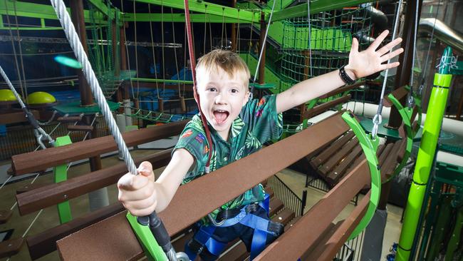 Jungle Adventure Play Centre in Tingalpa in now open for business. Six-year-old Nashton Walker is 'CEO'. Picture: Renae Droop