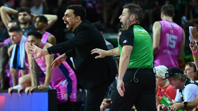 Breakers coach Mody Maor during game four of the NBL Grand Final series. Picture: Hannah Peters/Getty Images