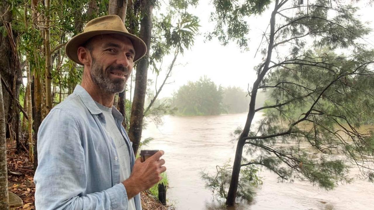 Dec 2020: Craig McMahon watching the Bellinger River rise on Monday morning from behind the old butter factory.