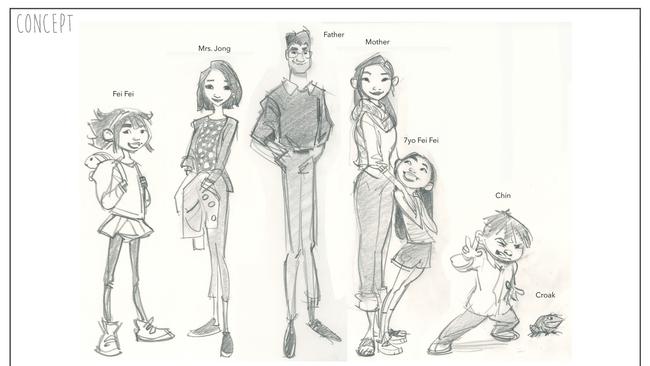 Concept sketches of characters and scenery drawn by Disney Legend Glen Keane for Over The Moon. Picture: Netflix