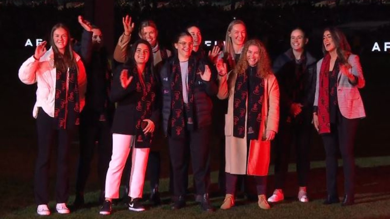 Essendon's AFLW players were at the MCG.