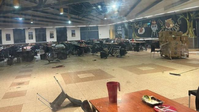 The interior of an Israeli military base in the Binyamina following the strike by a Hezbollah drone. Picture: X.