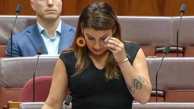 Independent senator Lidia Thorpe addressing the Senate on Thursday. Picture: AFP