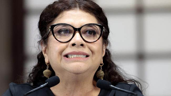 Mexico City mayor Clara Brugada speaks to reporters. Picture: AFP.