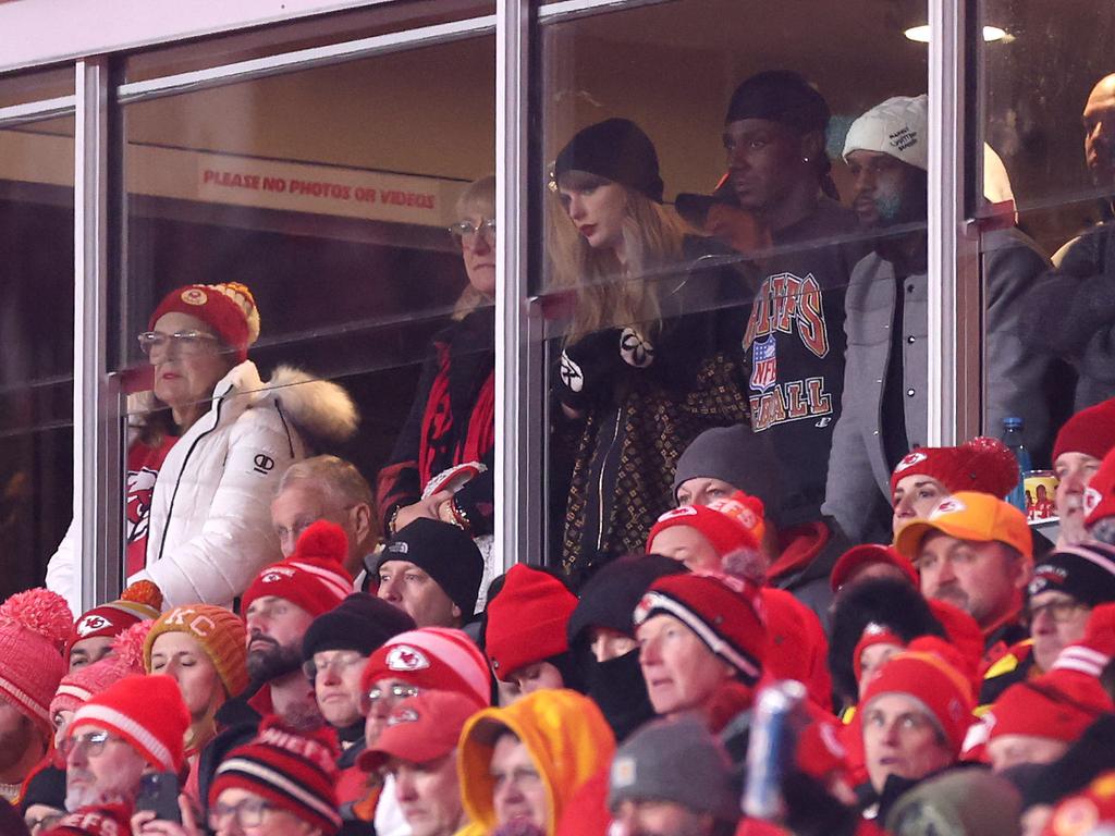 Taylor Swift looks on during the second quarter in the AFC Championship Game between the Buffalo Bills and Kansas City Chiefs. Picture: Getty Images via AFP