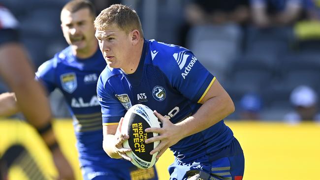 Parramatta youngster Charlie Guymer on the charge in NSW Cup. NRL Imagery