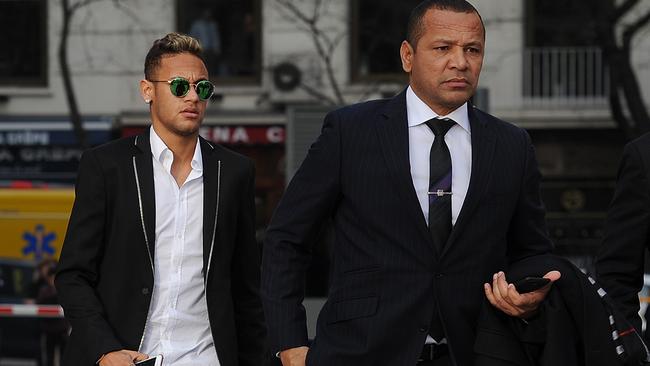 Neymar of FC Barcelona with his father Neymar Snr.