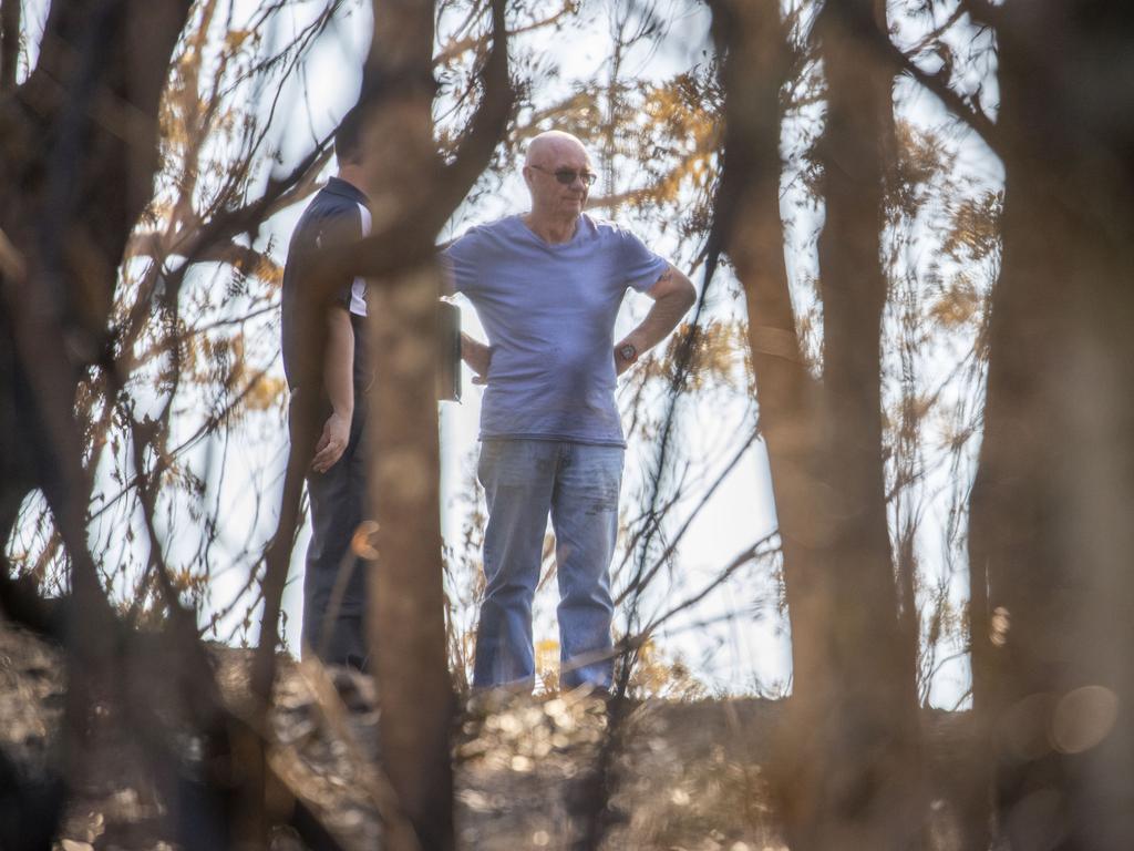 An insurance assessor visits a local who lost his house. Picture: AAP