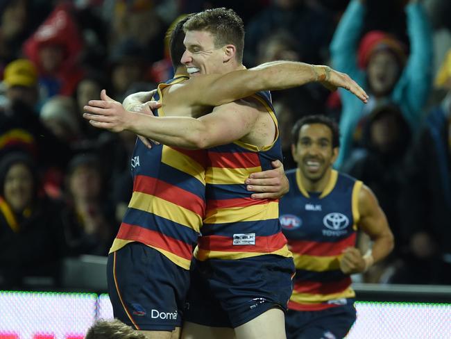 Josh Jenkins celebrates a late goal.