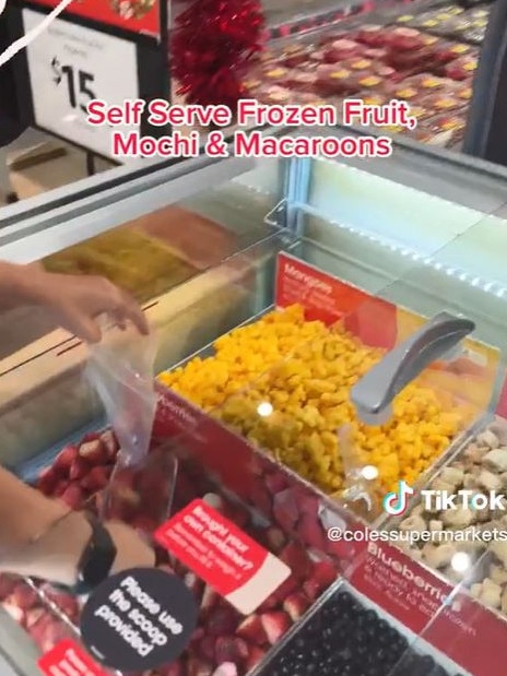 There is a frozen fruit, mochi and macaron section. Picture: TikTok