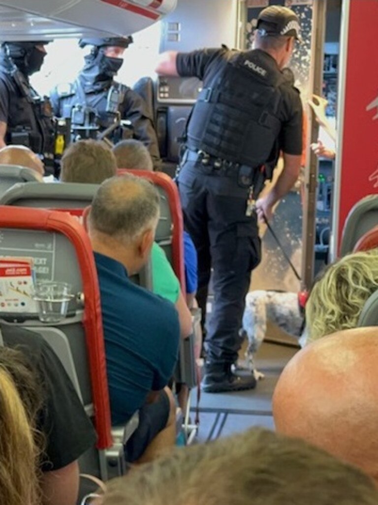 Police searched the plane - no explosive material was found. Picture: Storyful