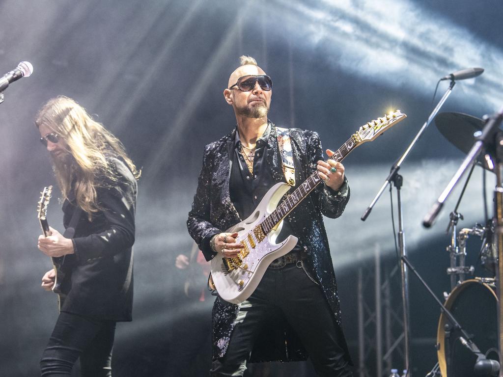 Brian Canham from Pseudo Echo performs at the Toowoomba Carnival of Flowers Festival of Food and Wine. Saturday, September 10, 2022. Picture: Nev Madsen.