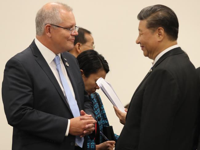 28/06/2019  Australian Prime Minister Scott Morrison meets with President Xi Jinping during the G20 in Osaka, Japan on June 28, 2019.  Picture: Adam Taylor Adam Taylor/PMO