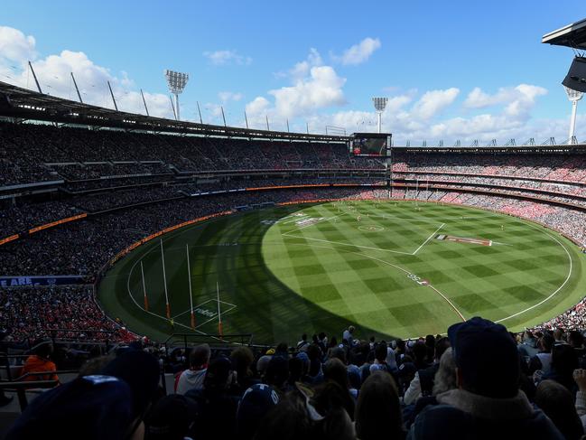 MELBOURNE, AUSTRALIA - SEPTEMBER 24: A general view during the 2022 AFL Grand Final match between the Geelong Cats and the Sydney Swans at the Melbourne Cricket Ground on September 24, 2022 in Melbourne, Australia. (Photo by Morgan Hancock/AFL Photos/via Getty Images)