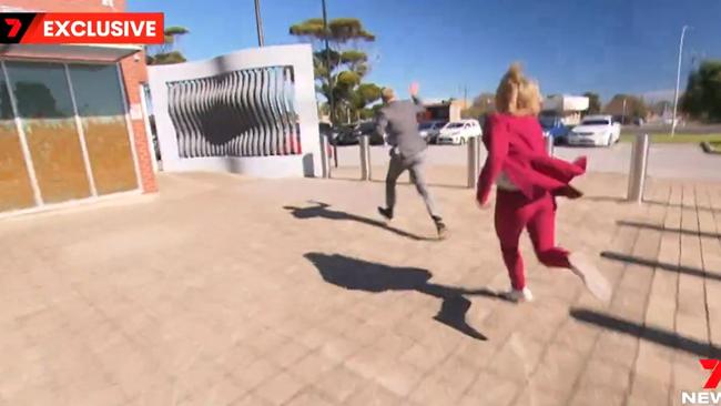 Robert De Jonge running from court in July, with Ms Foord behind. Picture: 7News