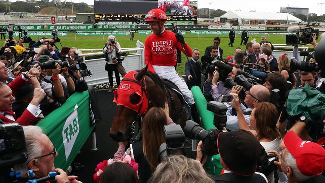 Redzel ridden by Kerrin McEvoy wins the inaugural Everest race.