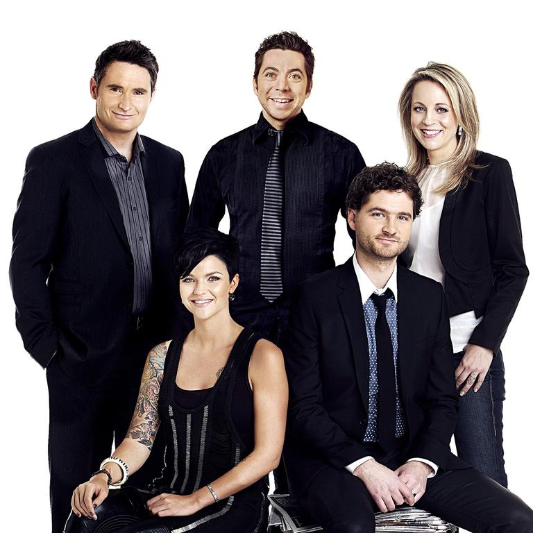 The original 7pm Project panel (clockwise from top left): Dave Hughes, James Mathison, Carrie Bickmore, Charlie Pickering and Ruby Rose.