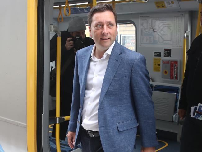 MELBOURNE, AUSTRALIA - NewsWire Photos, NOVEMBER 23, 2022. Matthew Guy press conference at Cranbourne North. He talked about introducing $2 train fares. Picture: NCA NewsWire / David Crosling