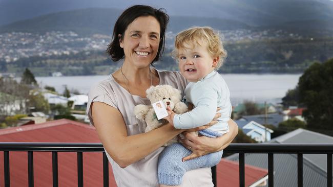 Maria Bond has volunteered for the past five years with charity, "Bears Of Hope", which assists families dealing with miscarriages. Pictured with her 15 month old son, Eddie, holding one of the bears of hope.