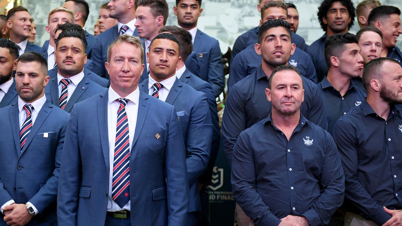 Sydney Roosters coach Trent Robinson and Canberra Raiders coach Ricky Stuart