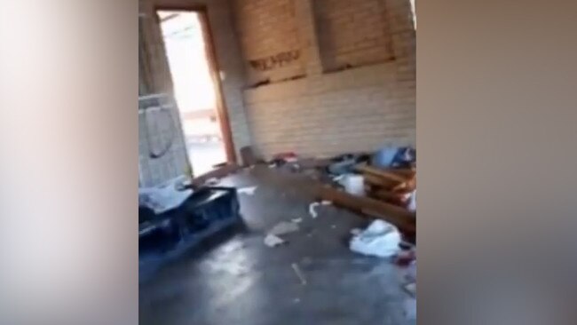 Inside the meth den which has been demolished.