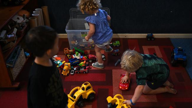 A small group of children play at a Childcare Centre.