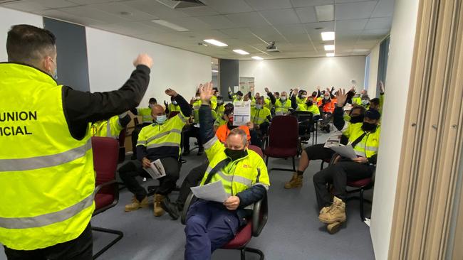 TWU workers vote in favour of a strike against StarTrack. Picture: Supplied