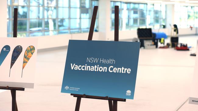 A NSW Health Mass Vaccination Centre that is under construction at Sydney Olympic Park. Picture: NCA NewsWire / Damian Shaw