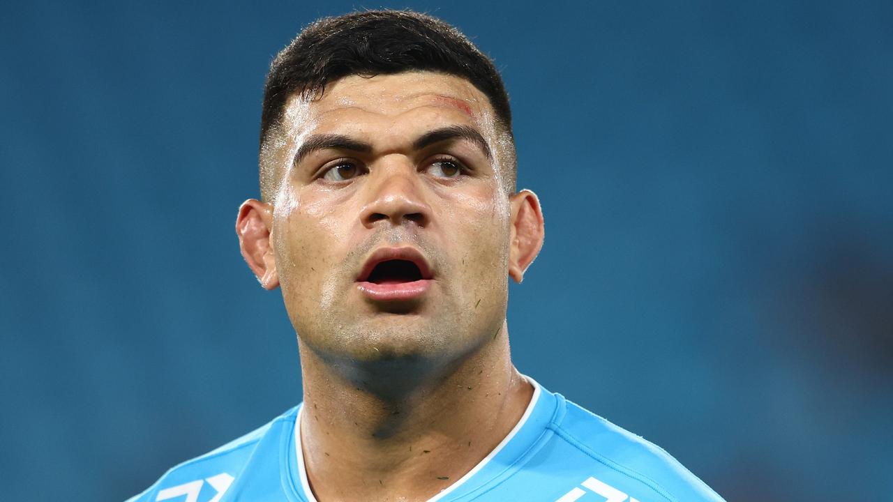 David Fifita of the Titans looks on during the round four NRL match between Gold Coast Titans and Dolphins at Cbus Super Stadium, on March 30, 2024, in Gold Coast, Australia. (Photo by Chris Hyde/Getty Images)