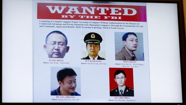 A graphic displayed at a US House Select Committee on the Chinese Communist Party hearing titled "The CCP Cyber Threat to the American Homeland and National Security" on Capitol Hill in Washington, DC. Picture: AFP