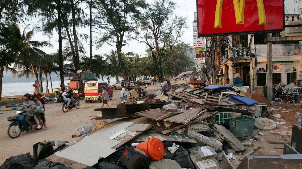 The tourist area of Patong, Thailand, after the tsunami. Picture: Supplied